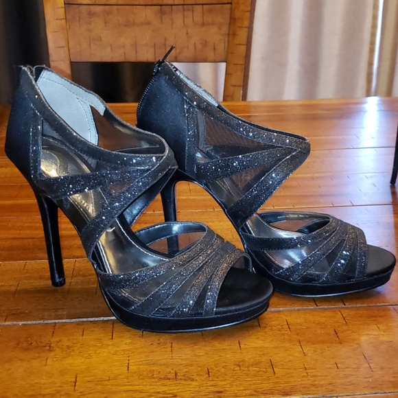 Mina black sparkle open toe heels - Picture 8 of 10